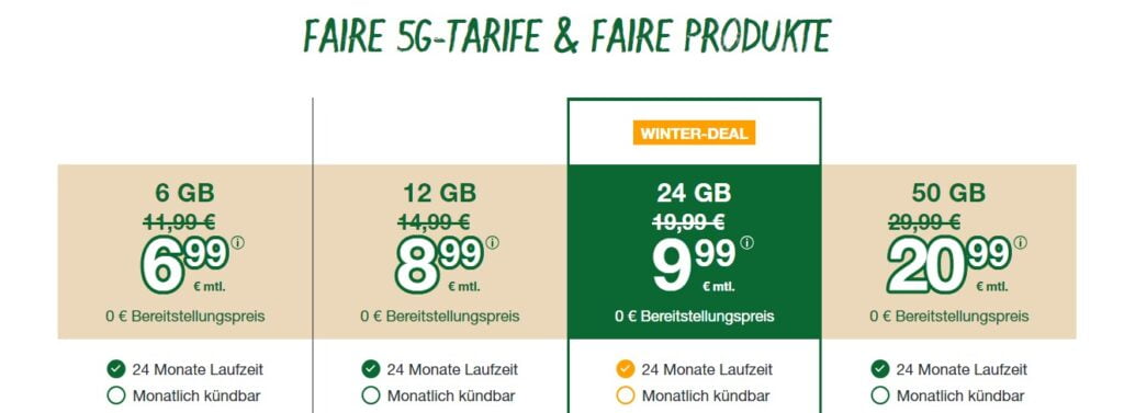 Smartmobil ohne Anschlussgebühr